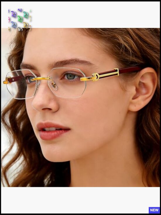 Rimless Rectangle Sunglasses Retro Small Frame Frameless 70s Shades UV400 Unisex main image 5